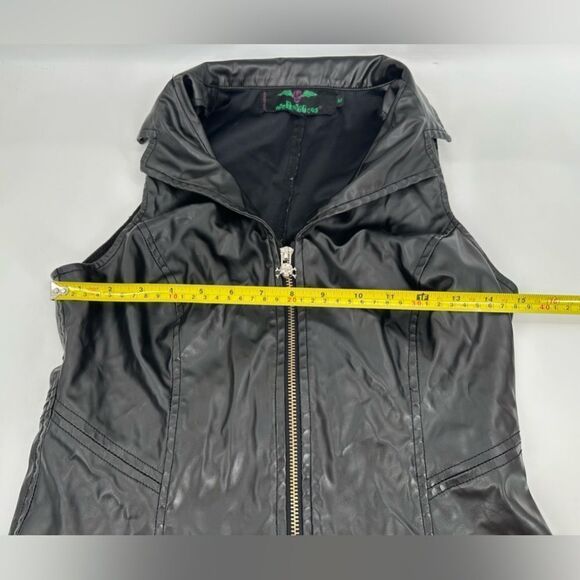 Tripp NYC Black Faux Leather Zip Front Skull Dress Size Medium - Picture 7 of 8